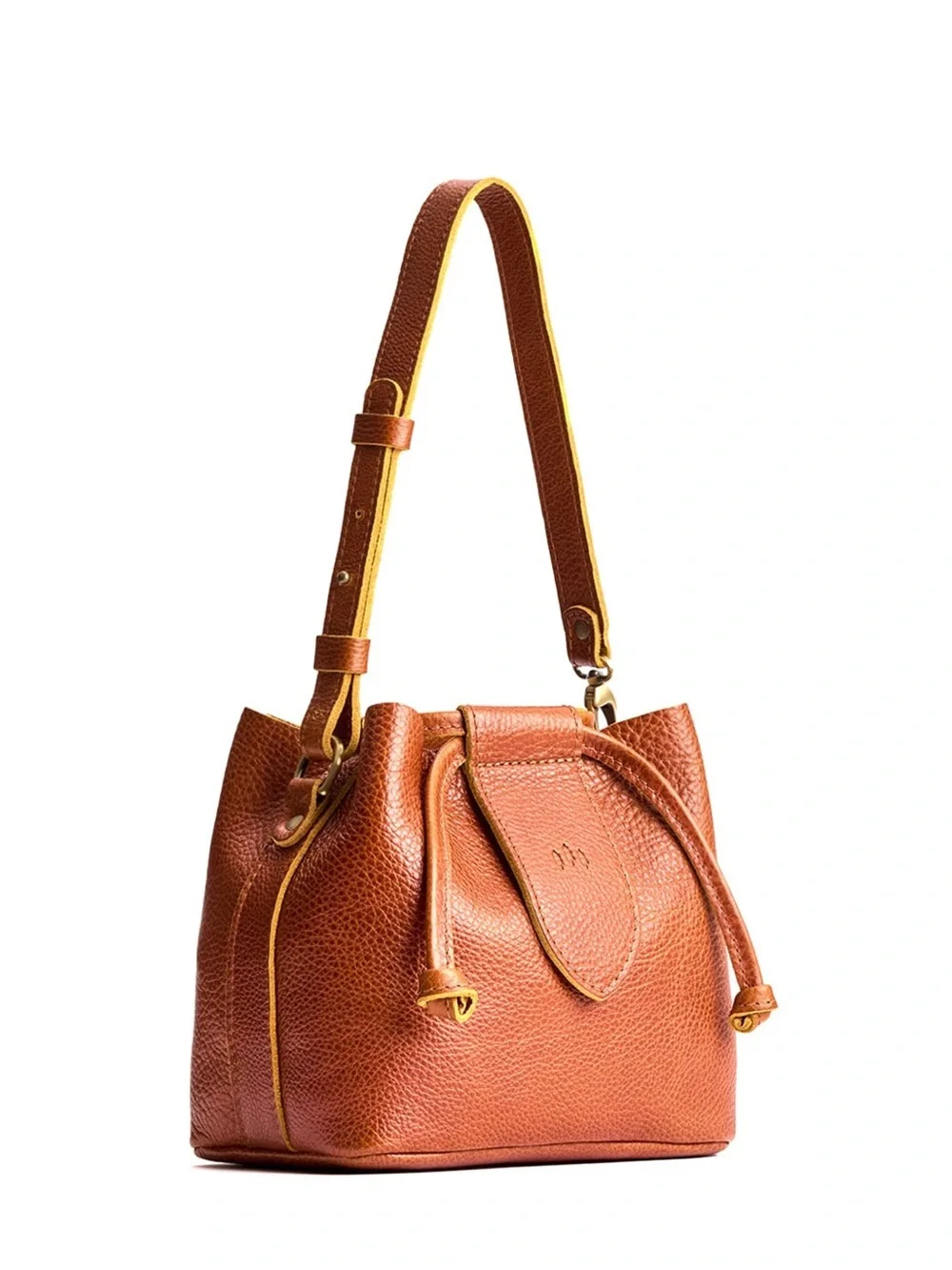 Portland Leather Goods Firefly Small Drawstring Bucket Bag Sienna Brown